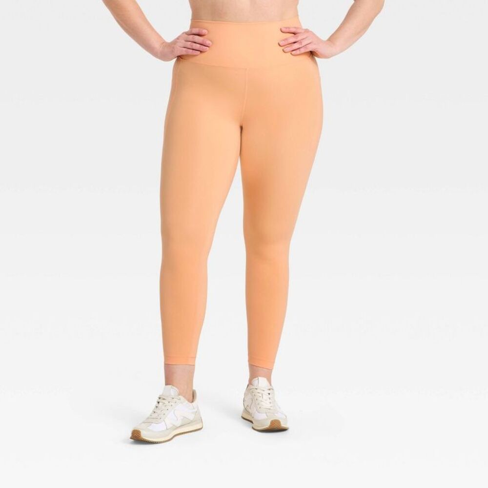 Women's Super Flex High-Rise 7/8 Pocketed Leggings -  AER55 Melon Orange L - Picture 4 of 5